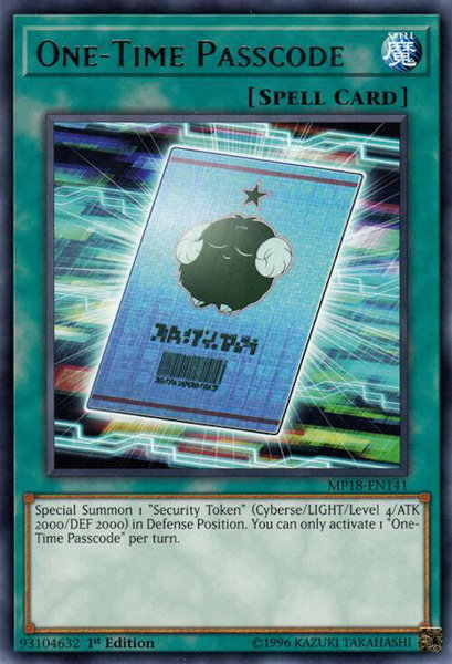 One-Time Passcode trading card from 2018 Mega-Tins Mega Pack One-Time Passcode - 2018 Mega-Tins Mega Pack YuGiOh trading card
