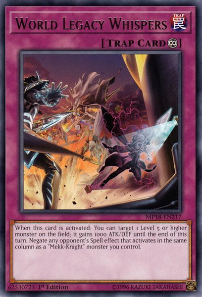 World Legacy Whispers trading card from 2018 Mega-Tins Mega Pack World Legacy Whispers - 2018 Mega-Tins Mega Pack YuGiOh trading card