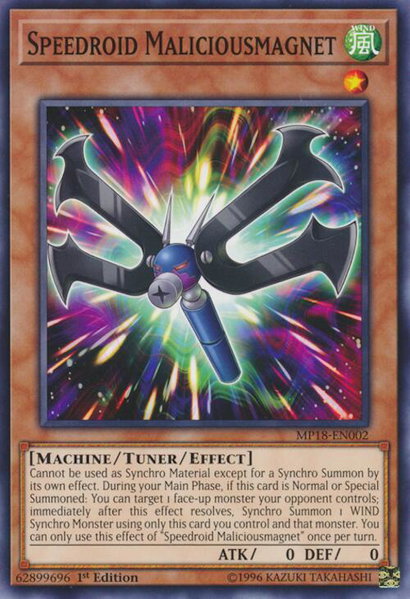 Speedroid Maliciousmagnet trading card from 2018 Mega-Tins Mega Pack Speedroid Maliciousmagnet - 2018 Mega-Tins Mega Pack YuGiOh trading card