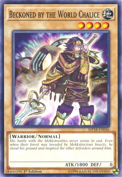 Beckoned by the World Chalice trading card from 2018 Mega-Tins Mega Pack Beckoned by the World Chalice - 2018 Mega-Tins Mega Pack YuGiOh trading card