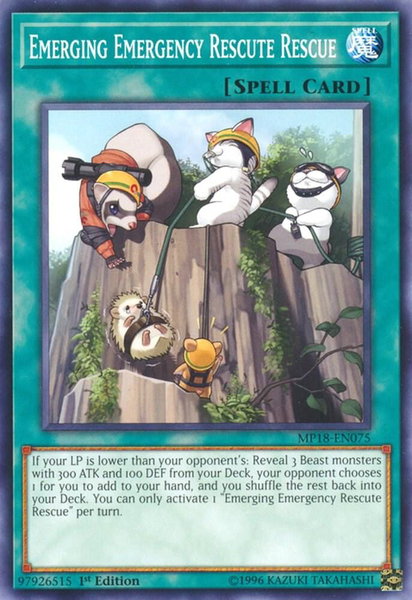 Emerging Emergency Rescute Rescue trading card from 2018 Mega-Tins Mega Pack Emerging Emergency Rescute Rescue - 2018 Mega-Tins Mega Pack YuGiOh trading card