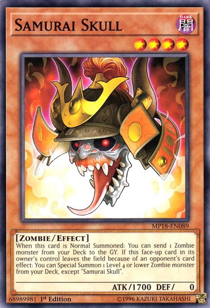 Samurai Skull trading card from 2018 Mega-Tins Mega Pack Samurai Skull - 2018 Mega-Tins Mega Pack YuGiOh trading card