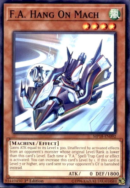 F.A. Hang On Mach trading card from 2018 Mega-Tins Mega Pack F.A. Hang On Mach - 2018 Mega-Tins Mega Pack YuGiOh trading card