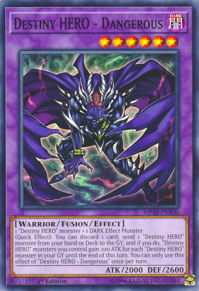 Destiny HERO - Dangerous trading card from 2018 Mega-Tins Mega Pack Destiny HERO - Dangerous - 2018 Mega-Tins Mega Pack YuGiOh trading card