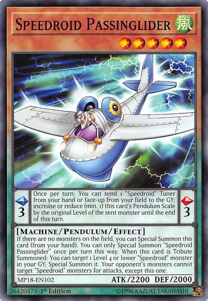 Speedroid Passinglider trading card from 2018 Mega-Tins Mega Pack Speedroid Passinglider - 2018 Mega-Tins Mega Pack YuGiOh trading card