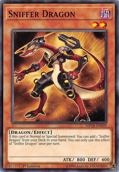 Sniffer Dragon trading card from 2018 Mega-Tins Mega Pack Sniffer Dragon - 2018 Mega-Tins Mega Pack YuGiOh trading card