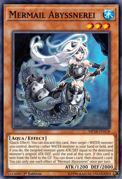 Mermail Abyssnerei trading card from 2018 Mega-Tins Mega Pack Mermail Abyssnerei - 2018 Mega-Tins Mega Pack YuGiOh trading card