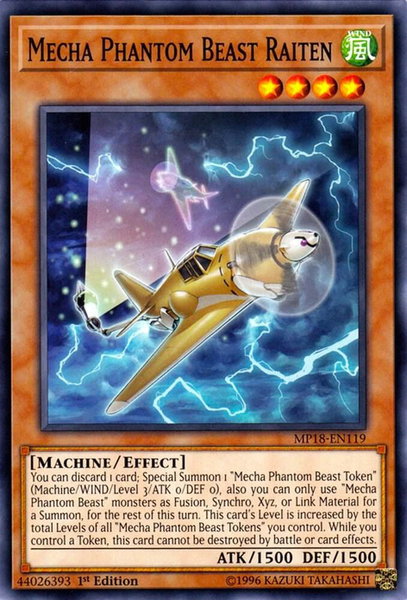 Mecha Phantom Beast Raiten trading card from 2018 Mega-Tins Mega Pack Mecha Phantom Beast Raiten - 2018 Mega-Tins Mega Pack YuGiOh trading card
