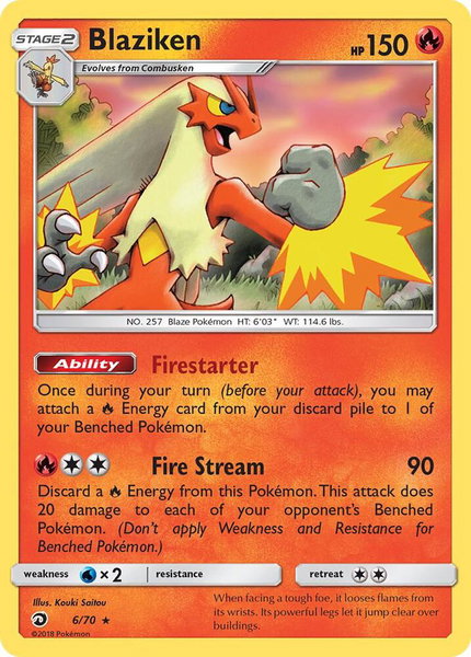Blaziken trading card from Dragon Majesty Blaziken - Dragon Majesty Pokémon trading card