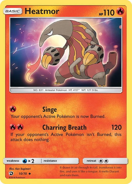 Heatmor trading card from Dragon Majesty Heatmor - Dragon Majesty Pokémon trading card
