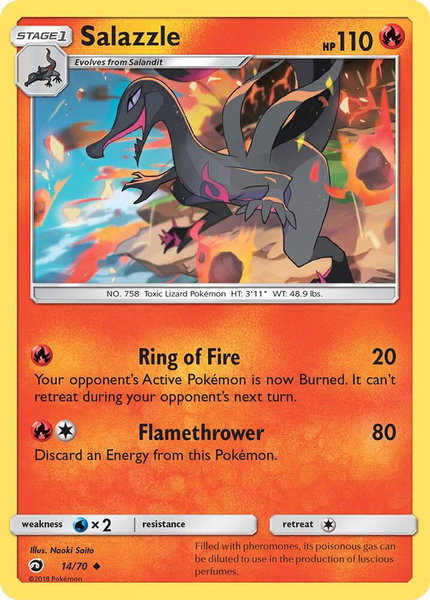 Salazzle trading card from Dragon Majesty Salazzle - Dragon Majesty Pokémon trading card