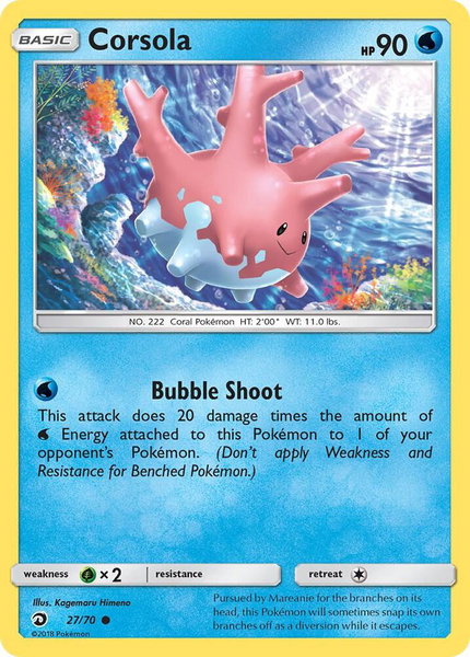 Corsola trading card from Dragon Majesty Corsola - Dragon Majesty Pokémon trading card