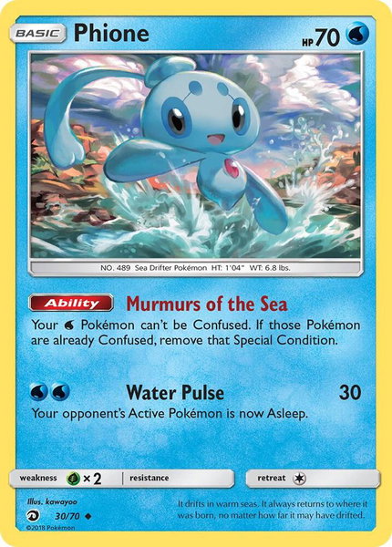 Phione trading card from Dragon Majesty Phione - Dragon Majesty Pokémon trading card