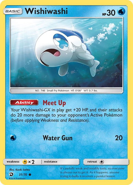 Wishiwashi trading card from Dragon Majesty Wishiwashi - Dragon Majesty Pokémon trading card