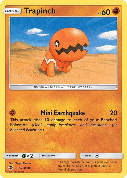 Trapinch trading card from Dragon Majesty Trapinch - Dragon Majesty Pokémon trading card