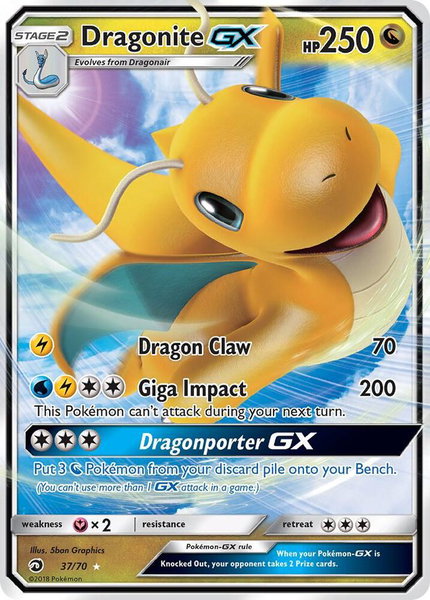 Dragonite GX - Dragon Majesty Pokémon trading card