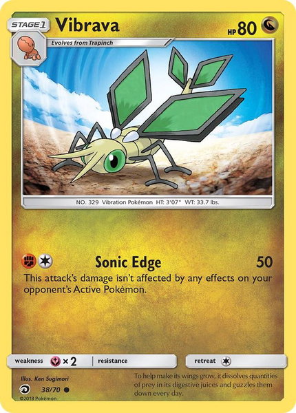 Vibrava trading card from Dragon Majesty Vibrava - Dragon Majesty Pokémon trading card