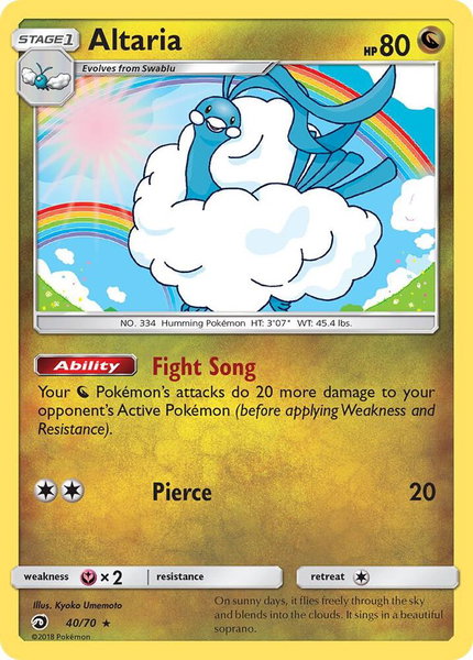 Altaria trading card from Dragon Majesty Altaria - Dragon Majesty Pokémon trading card