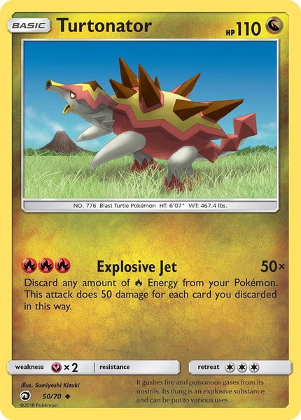 Turtonator trading card from Dragon Majesty Turtonator - Dragon Majesty Pokémon trading card