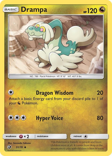 Drampa trading card from Dragon Majesty Drampa - Dragon Majesty Pokémon trading card