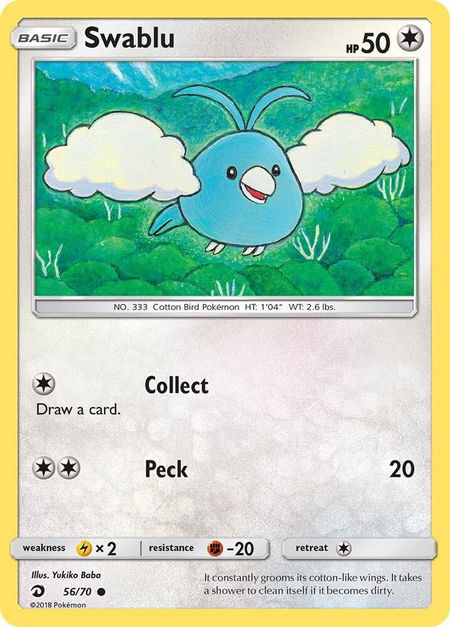 Swablu (56) - Dragon Majesty Pokémon trading card