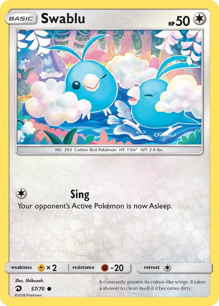 Swablu (57) - Dragon Majesty Pokémon trading card