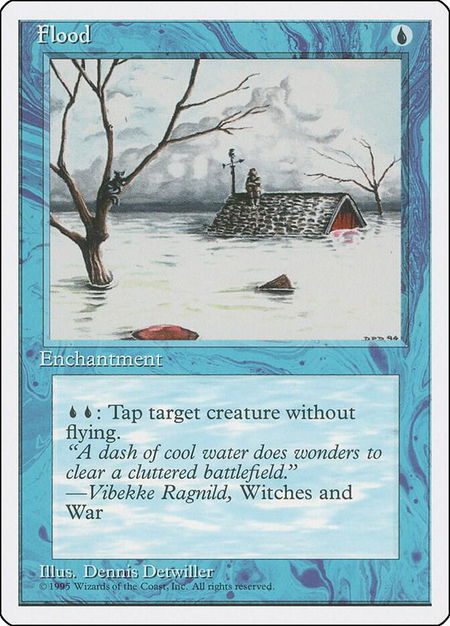 Flood trading card from Fourth Edition Flood - Fourth Edition Magic: The Gathering trading card