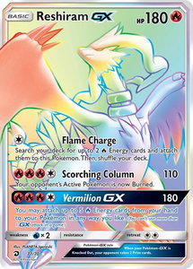 Reshiram GX (Secret) - Dragon Majesty (DRM) #71/70 - Secret Rare Pokémon Trading Card