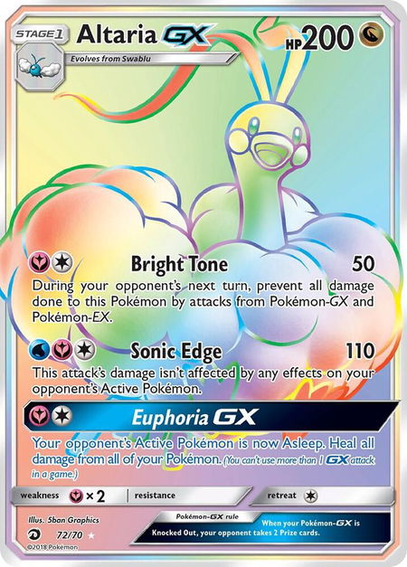 Altaria GX (Secret) - Dragon Majesty Pokémon trading card