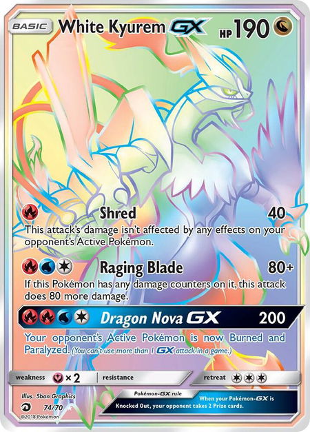 White Kyurem GX (Secret) - Dragon Majesty Pokémon trading card