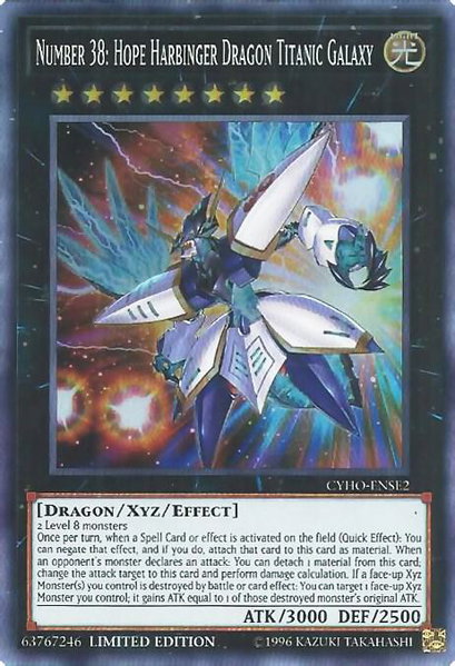 Number 38: Hope Harbinger Dragon Titanic Galaxy trading card from Cybernetic Horizon Number 38: Hope Harbinger Dragon Titanic Galaxy - Cybernetic Horizon YuGiOh trading card
