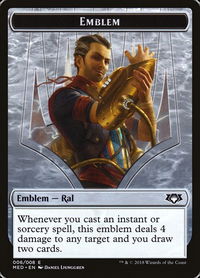Emblem - Ral, Izzet Viceroy - Mythic Edition: Guilds of Ravnica (MED) #G6 - Token Magic: The Gathering Trading Card
