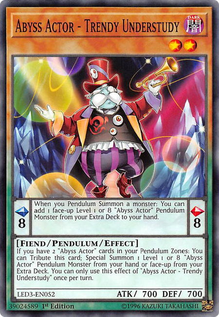 Abyss Actor - Trendy Understudy trading card from Legendary Duelists: White Dragon Abyss Abyss Actor - Trendy Understudy - Legendary Duelists: White Dragon Abyss YuGiOh trading card