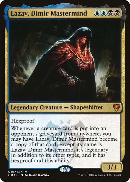 Lazav, Dimir Mastermind trading card from Guilds of Ravnica: Guild Kits Lazav, Dimir Mastermind - Guilds of Ravnica: Guild Kits Magic: The Gathering trading card