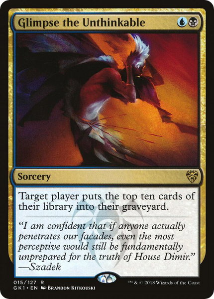 Glimpse the Unthinkable trading card from Guilds of Ravnica: Guild Kits Glimpse the Unthinkable - Guilds of Ravnica: Guild Kits Magic: The Gathering trading card