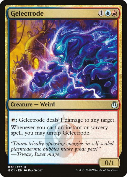 Gelectrode trading card from Guilds of Ravnica: Guild Kits Gelectrode - Guilds of Ravnica: Guild Kits Magic: The Gathering trading card