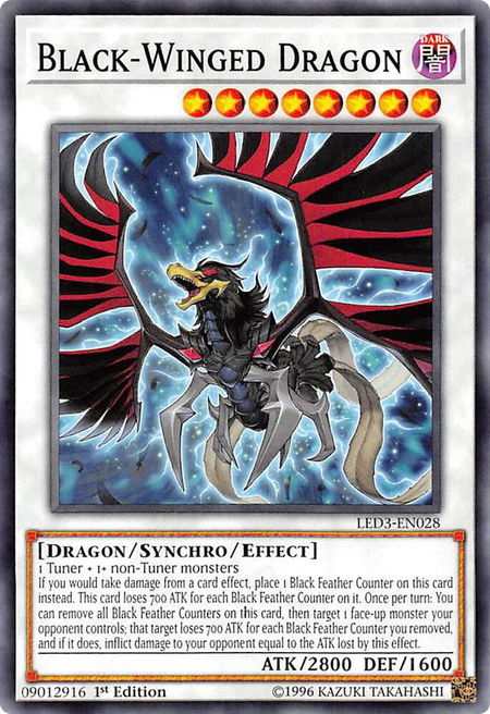 Black-Winged Dragon trading card from Legendary Duelists: White Dragon Abyss Black-Winged Dragon - Legendary Duelists: White Dragon Abyss YuGiOh trading card