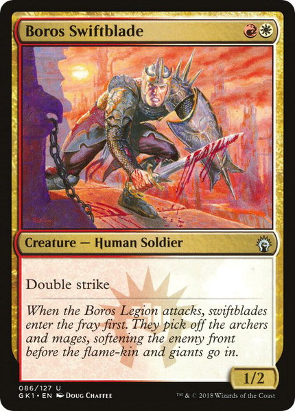 Boros Swiftblade trading card from Guilds of Ravnica: Guild Kits Boros Swiftblade - Guilds of Ravnica: Guild Kits Magic: The Gathering trading card