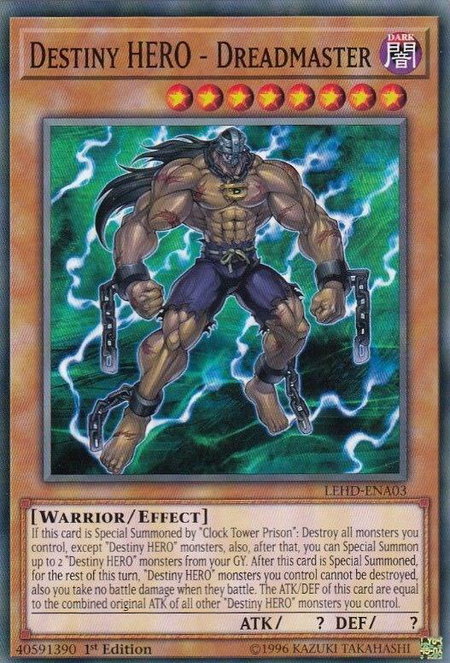 Destiny HERO - Dreadmaster trading card from Legendary Hero Decks Destiny HERO - Dreadmaster - Legendary Hero Decks YuGiOh trading card