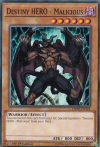 Destiny HERO - Malicious - Legendary Hero Decks (LDK4) #LEHD-ENA04 - Common / Short Print YuGiOh Trading Card