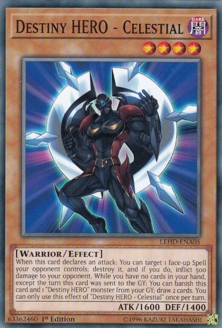 Destiny HERO - Celestial trading card from Legendary Hero Decks Destiny HERO - Celestial - Legendary Hero Decks YuGiOh trading card
