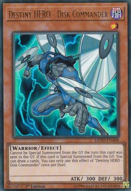 Destiny HERO - Disk Commander trading card from Legendary Hero Decks Destiny HERO - Disk Commander - Legendary Hero Decks YuGiOh trading card