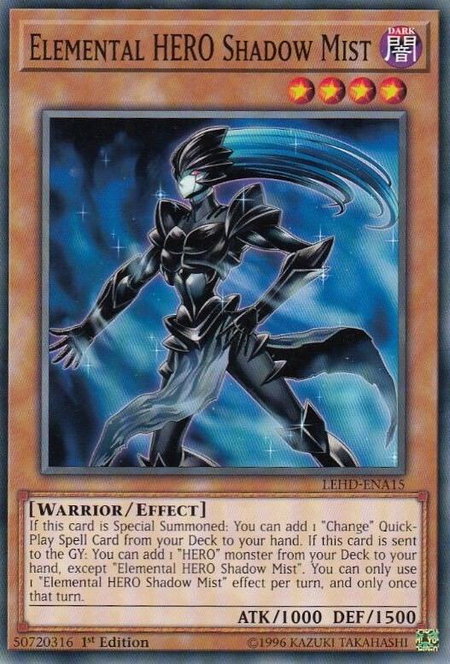 Elemental HERO Shadow Mist trading card from Legendary Hero Decks Elemental HERO Shadow Mist - Legendary Hero Decks YuGiOh trading card
