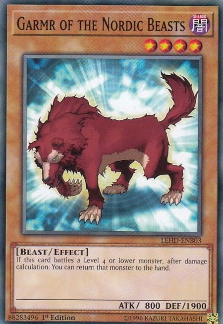 Garmr of the Nordic Beasts trading card from Legendary Hero Decks Garmr of the Nordic Beasts - Legendary Hero Decks YuGiOh trading card
