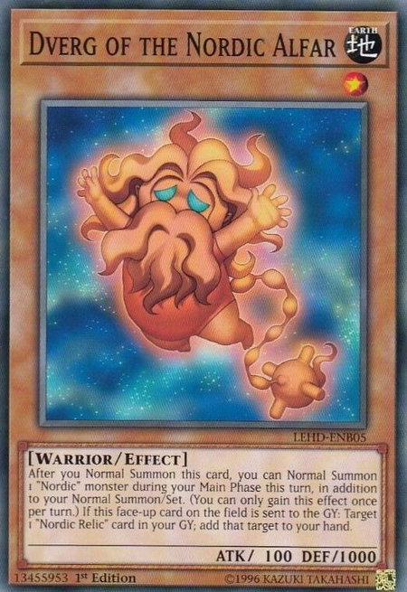 Dverg of the Nordic Alfar trading card from Legendary Hero Decks Dverg of the Nordic Alfar - Legendary Hero Decks YuGiOh trading card