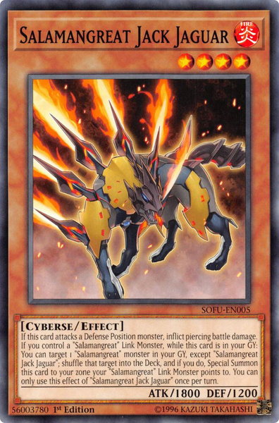 Salamangreat Jack Jaguar trading card from Soul Fusion Salamangreat Jack Jaguar - Soul Fusion YuGiOh trading card