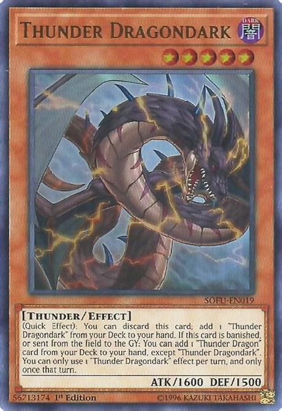 Thunder Dragondark trading card from Soul Fusion Thunder Dragondark - Soul Fusion YuGiOh trading card