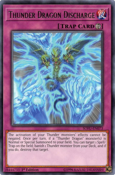 Thunder Dragon Discharge trading card from Soul Fusion Thunder Dragon Discharge - Soul Fusion YuGiOh trading card