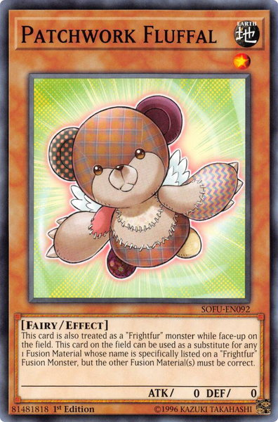 Patchwork Fluffal trading card from Soul Fusion Patchwork Fluffal - Soul Fusion YuGiOh trading card