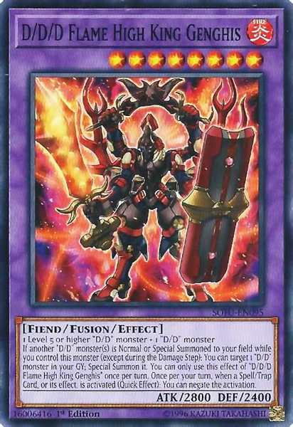 D/D/D Flame High King Genghis trading card from Soul Fusion D/D/D Flame High King Genghis - Soul Fusion YuGiOh trading card